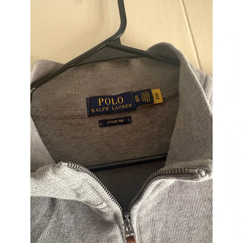 Polo Ralph Lauren Mens Estate Rib Quarter Zip Pullover Heather Grey XL